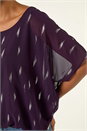 Purple Foil Print Bubble Hem Top, Image 5 of 5