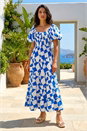 Blue Dusk Geo Print Tiered Dress, Image 1 of 4
