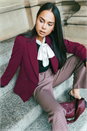Black Petite Tie Neck Frill Hem Cardigan, Image 6 of 7