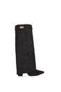 Black 'Rayna' Block Heel Knee High Foldover Boots With Pointed Toe, Image 1 of 6