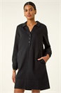 Black Collared Shift Shirt Dress, Image 4 of 5