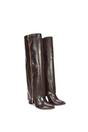 Brown XY LONDON Brown 'Allie' Knee High Boots Fold Over Point Toe Deco Zip, Image 3 of 6