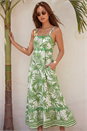 Green Leaf Print Ric Rac Maxi Dress, Image 2 of 4