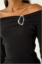 Black Bardot Hardware Knit Jumper, Image 5 of 5