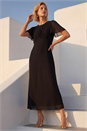 Black Flutter Sleeve Midi Dress, Image 1 of 4