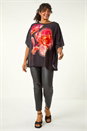 Red Curve Floral Overlay Top, Image 2 of 5