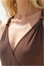 Chocolate Bead Detail Wrap Front Midi Dress, Image 4 of 4