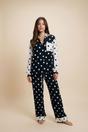 Black The Night Store Black Polka Dot Viscose Pyjama Trouser Set, Image 1 of 4