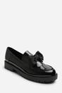 Black Kinley Chunky Bow Detail Patent Loafers, Image 3 of 6