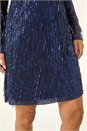 Navy Blue  Dusk All Over Fringe Shift Dress, Image 5 of 5