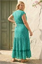 Turquoise Curve Floral Print Swing Midi Dress, Image 3 of 4