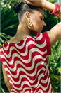 Red Wave Print Shell Top, Image 7 of 7
