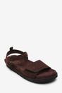 Dark Brown Corfu Velcro Double Strap Footbed Sandals, Image 3 of 6