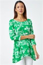 Green Floral Print Swing Stretch Top, Image 1 of 5