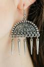Silver Semicircular Oxidized Tribal Jhumka Earrings - Gold, Image 1 of 2