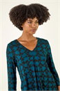 Blue Printed Pleat Front Top, Image 4 of 5