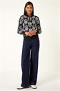 Black Floral Zip Front Jumper, Image 2 of 5