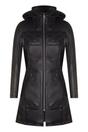 Black Womens Leather Quilted Parka Coat -Allen, Image 3 of 6