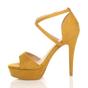 Yellow AJVANI Yellow High Heel Crossed Straps Platform Sandals, Image 3 of 6