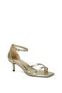 Gold XY LONDON Gold 'Lea' Open Toe Strappy Low Kitten Heel Sandal Shoes, Image 2 of 6