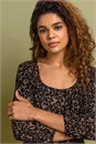 Black Animal Print 3/4 Sleeve Jersey Top, Image 5 of 5
