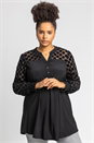 Black Curve Flock Spot Top, Image 1 of 4
