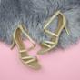 Gold High Heel Crossed Straps Buckle Sandals, Image 4 of 6
