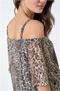 Brown Cold Shoulder Animal Print Chiffon Top, Image 5 of 5