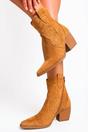 Camel Laura Suede Cowboy Ankle Length Boots, Image 8 of 8