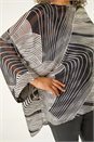 Black Curve Mono Wave Print Woven Top, Image 5 of 5