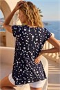 Navy  Spot Print Hanky Hem Stretch Top, Image 2 of 4