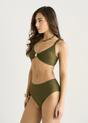 Olive Gini London Olive Textured Hardware Detail Bikini Bottom, Image 4 of 4