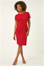 Red Buckle Detail Stretch Midi Dress, Image 1 of 5