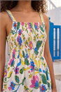 Green Petite Floral Print Strappy Midi Dress, Image 4 of 4