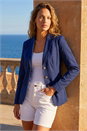 Navy  Button Detail Stretch Blazer, Image 2 of 4