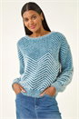 Blue Abstract Stripe Knit Jumper, Image 4 of 5