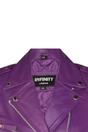 Purple Womens Leather Biker Jacket - Mansfield, Image 4 of 4