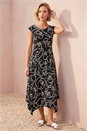 Black Bow Print Hanky Hem Maxi Dress, Image 1 of 4