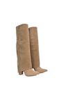 Taupe 'Allie' Knee High Boots Fold Over Point Toe Deco Zip, Image 4 of 6