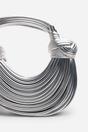 Silver Blossom Curved Metallic Shoulder Bag, Image 3 of 5