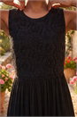 Black Crochet Bodice Midi Dress, Image 4 of 4