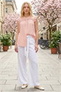Light Pink Stripe Print Frill Blouse, Image 2 of 4
