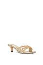 Gold 'Amara' Mid Stiletto Heel Diamante Strappy Heeled Mules, Image 2 of 6