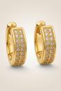 Gold Gold Double-Row Pavé Crystal Huggie Hoops, 1cm, Image 1 of 3