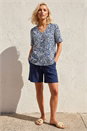 Blue Petite Floral Print Button Up Blouse, Image 3 of 4