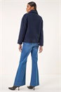 Navy  Collared Borg Fleece Jacket, Image 3 of 5