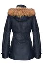 Navy Lamb Leather Parka Fur Hood Jacket, Image 5 of 6