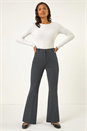 Dark Grey Long Bootcut Stretch Trousers, Image 2 of 5