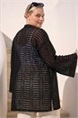 Black Curve Open Knit Cardigan, Image 3 of 4