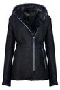 Black Hooded Merino Sheepskin Jacket-Mandalay, Image 2 of 5